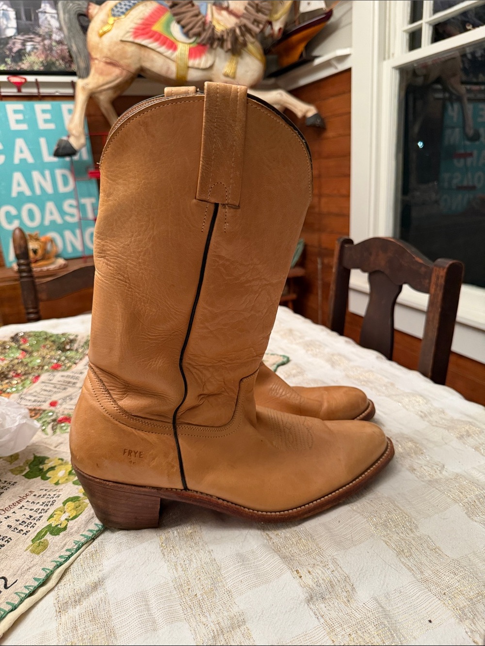 Frye Tan Leather Western Boots